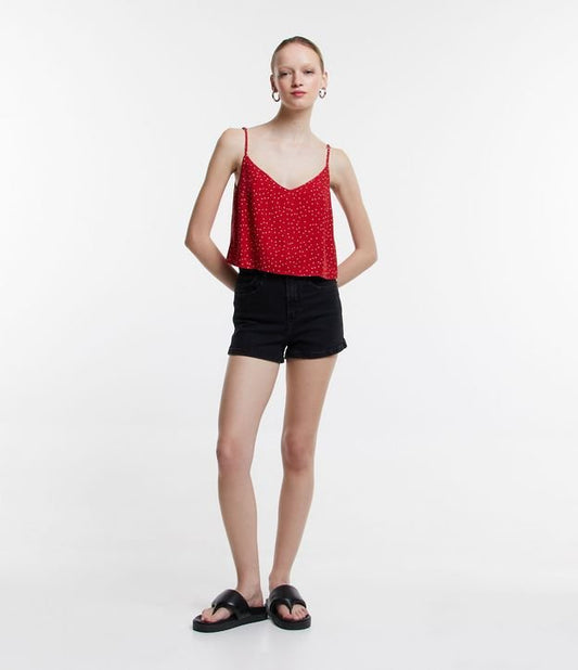 Calça de brim preta com design exclusivo de bolso