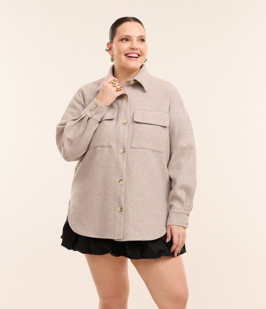 Camicia Extended Polivelour con tasche, Curve e taglie forti, grigio