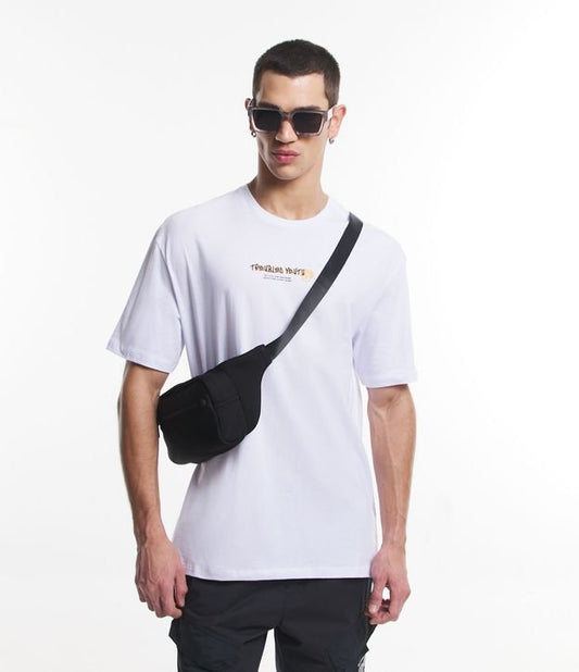 Camiseta branca relaxada com estampa de rua de Bull Terrier