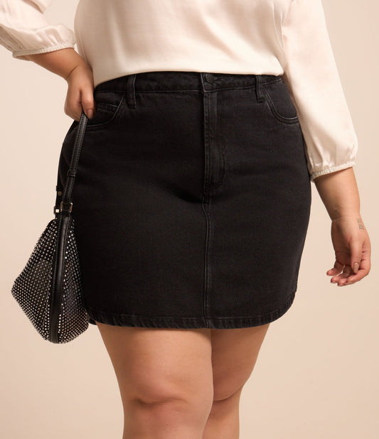 Mini gonna in denim nera Curve e taglie forti