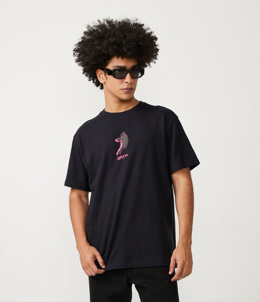 Easy Black Basketball Print T-Shirt in Soft Knit Fabric