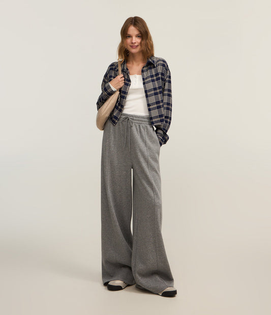 Gray Wide-Leg Sweatpants with Elastic Waistband