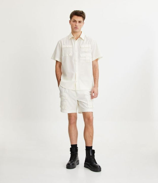 Shorts Ripstop Cargo Bege com Bolsos Táticos