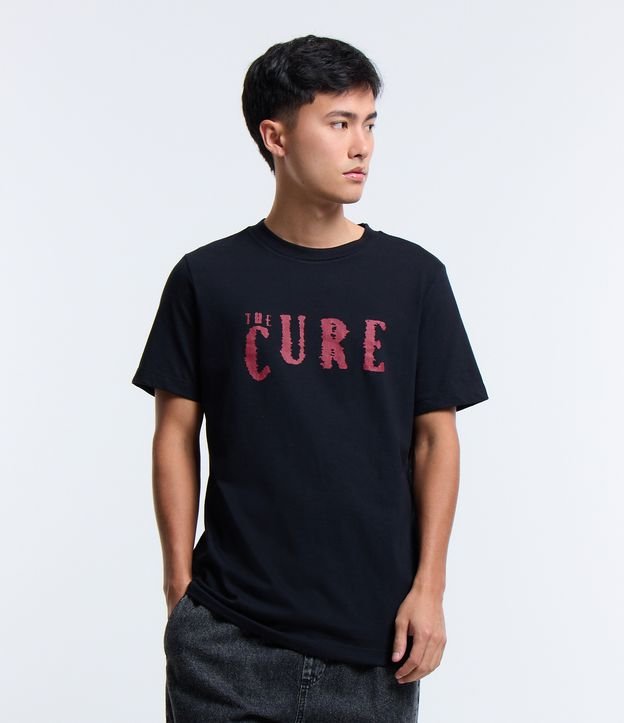 Camiseta de algodão de ajuste regular com estampa The Cure em preto
