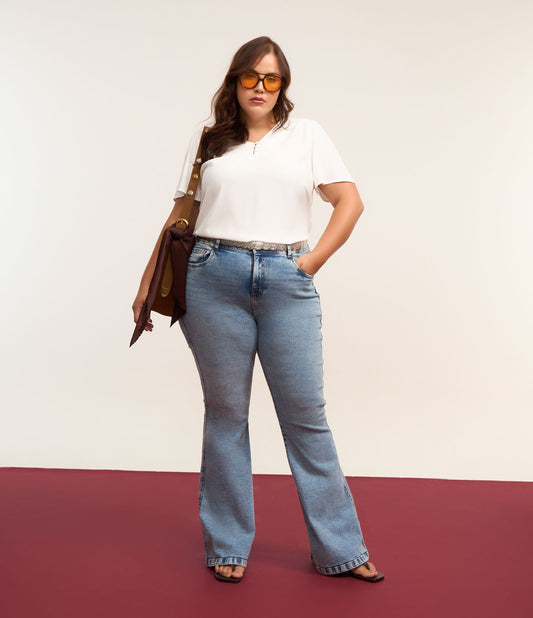 Jeans flare elasticizzati per taglie forti e taglie forti - Blu