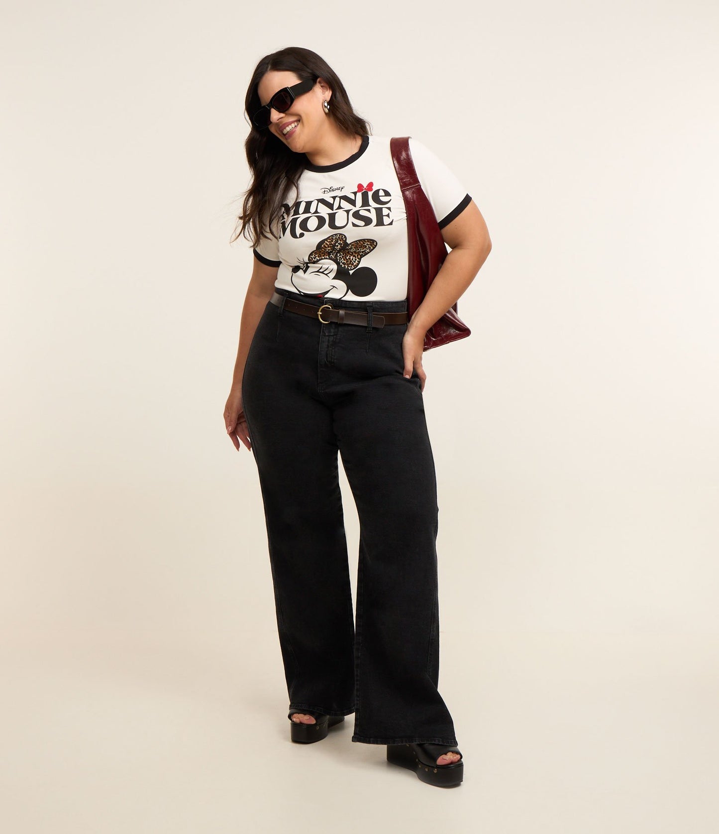 Jeans a gamba larga con cintura - Curve e taglie forti - Nero