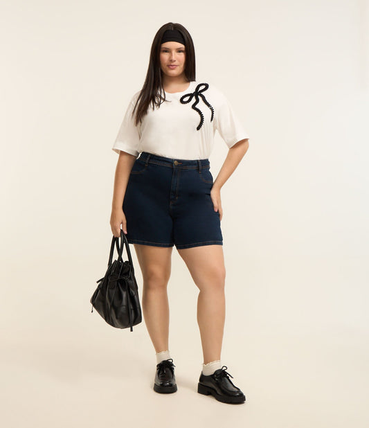Pantaloni caldi in denim blu di base, taglie forti e taglie forti