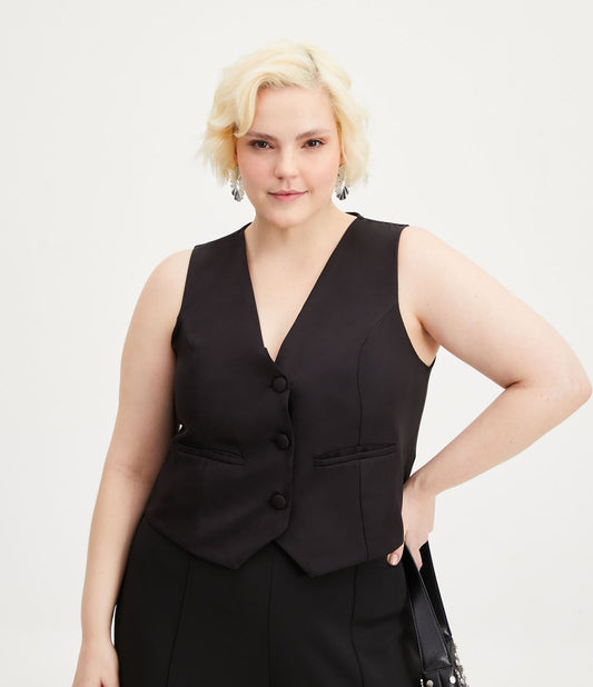 Gilet sartoriale con bottoni frontali - Curve e taglie forti, nero