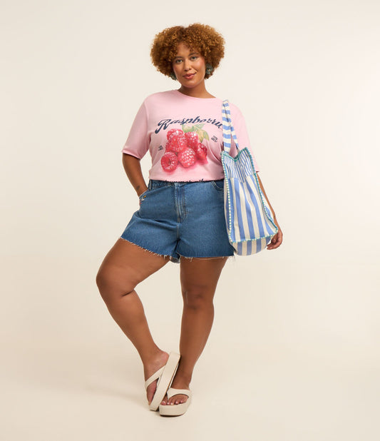 Jeans corti mamma con ricamo e orlo a vivo Curve e taglie forti Blu