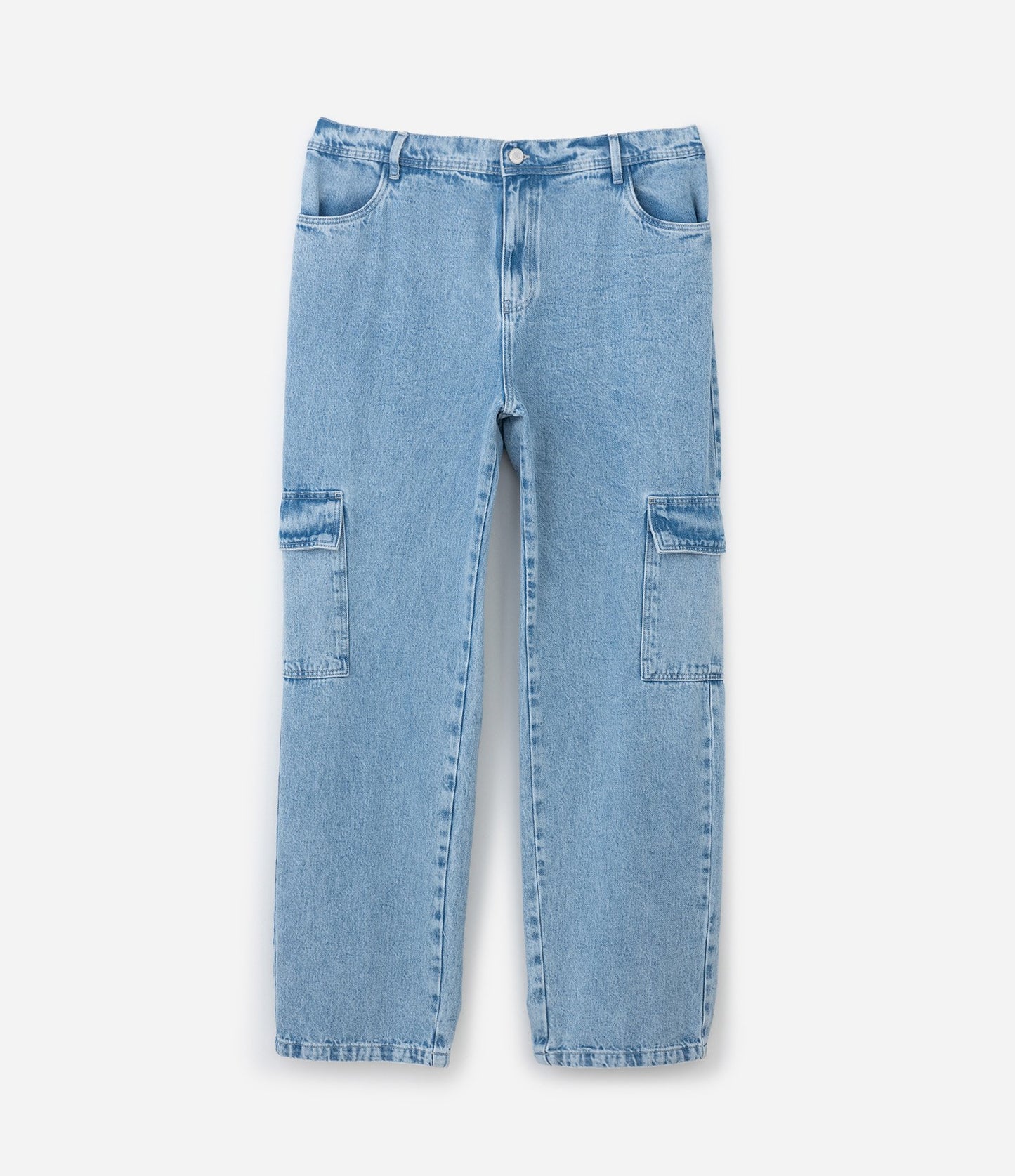 Jeans a gamba dritta con lavaggio Marmo e tasche cargo - Curve e taglie forti, blu