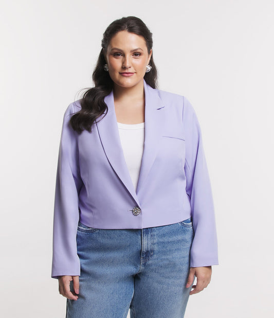 Blazer sartoriale con bottoni, taglie forti e taglie forti, lilla