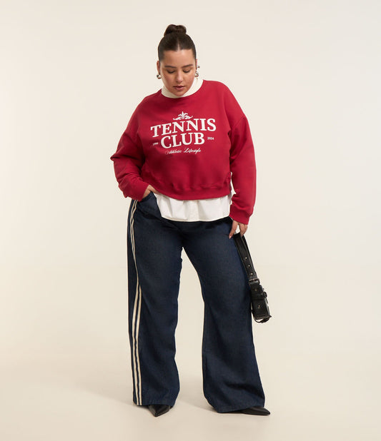 Jeans a gamba larga con elastico in vita, Curve e taglie forti, blu