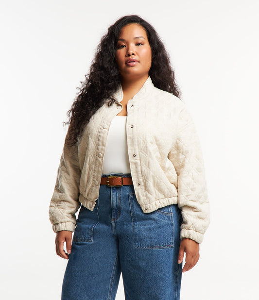 Bomber Viscolinho trapuntato beige - Curve e taglie forti