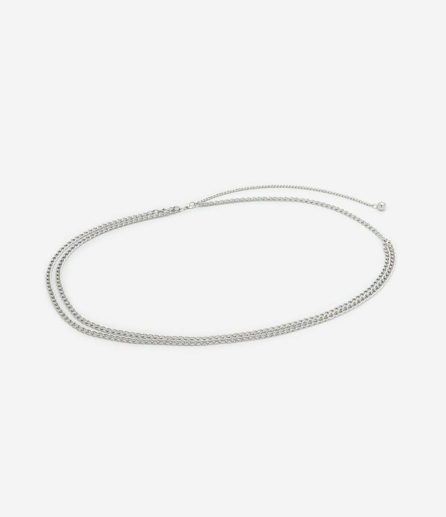 Cintura stretta con catena a doppia curva, taglie forti, argento