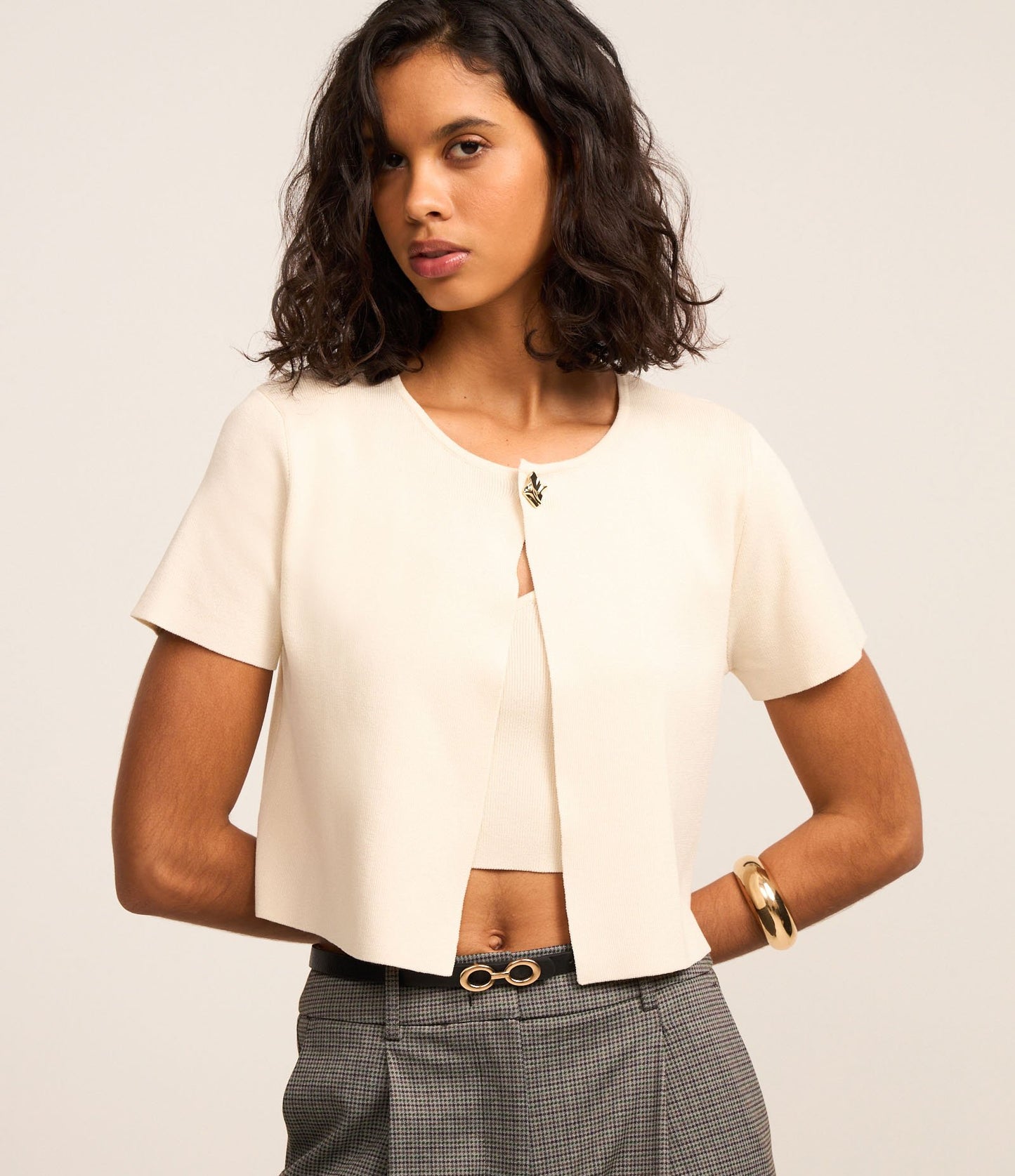 Maglione in maglia Off-White con chiusura al collo