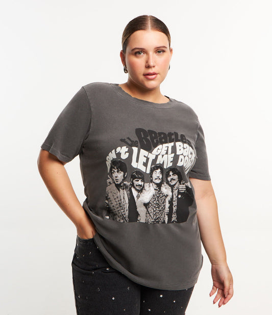 Maglietta grafica The Beatles in cotone grigio lavato - Curve e taglie forti
