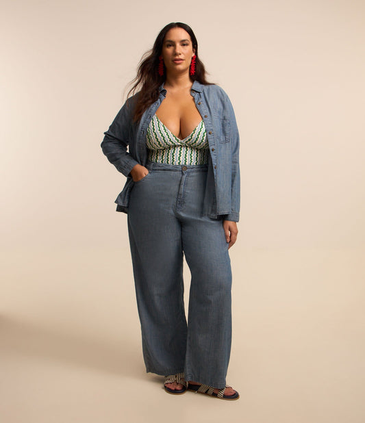 Jeans a gamba larga per Curve e taglie forti - Blu