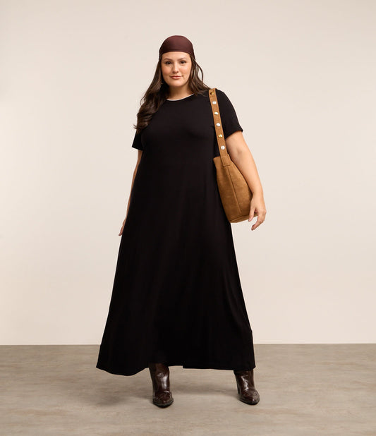 Vestido de crepé de viscosa extendido negro - Tallas grandes y curvas