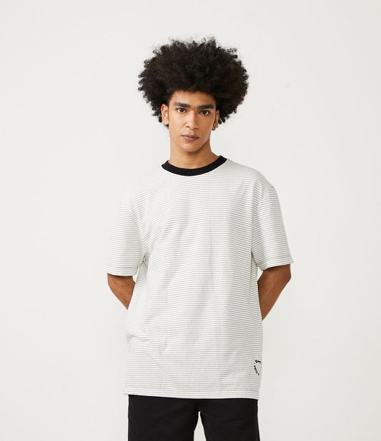Snow White Striped Print T-Shirt in Soft Knit
