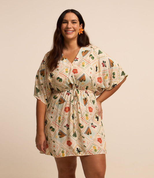 Vestido curto com estampa do Rio de Janeiro, Curve & Plus Size, Off White