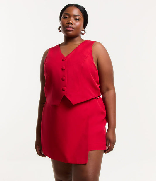 Gilet sartoriale con bottoni ricoperti Curve e taglie forti rosso