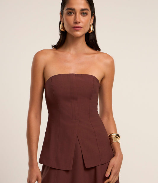 Blusa Marrom Sob Medida Sem Alças