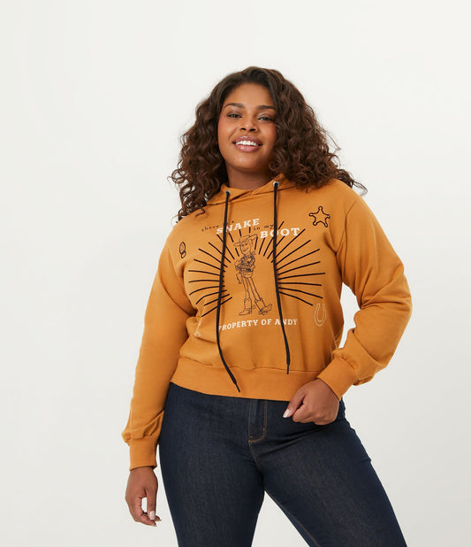Moletom marrom com estampa amadeirada - Curve e Plus Size