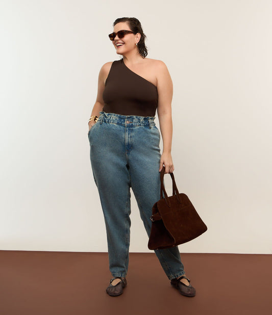 Jeans Clochard con lavaggio sporco, Curve e taglie forti, blu