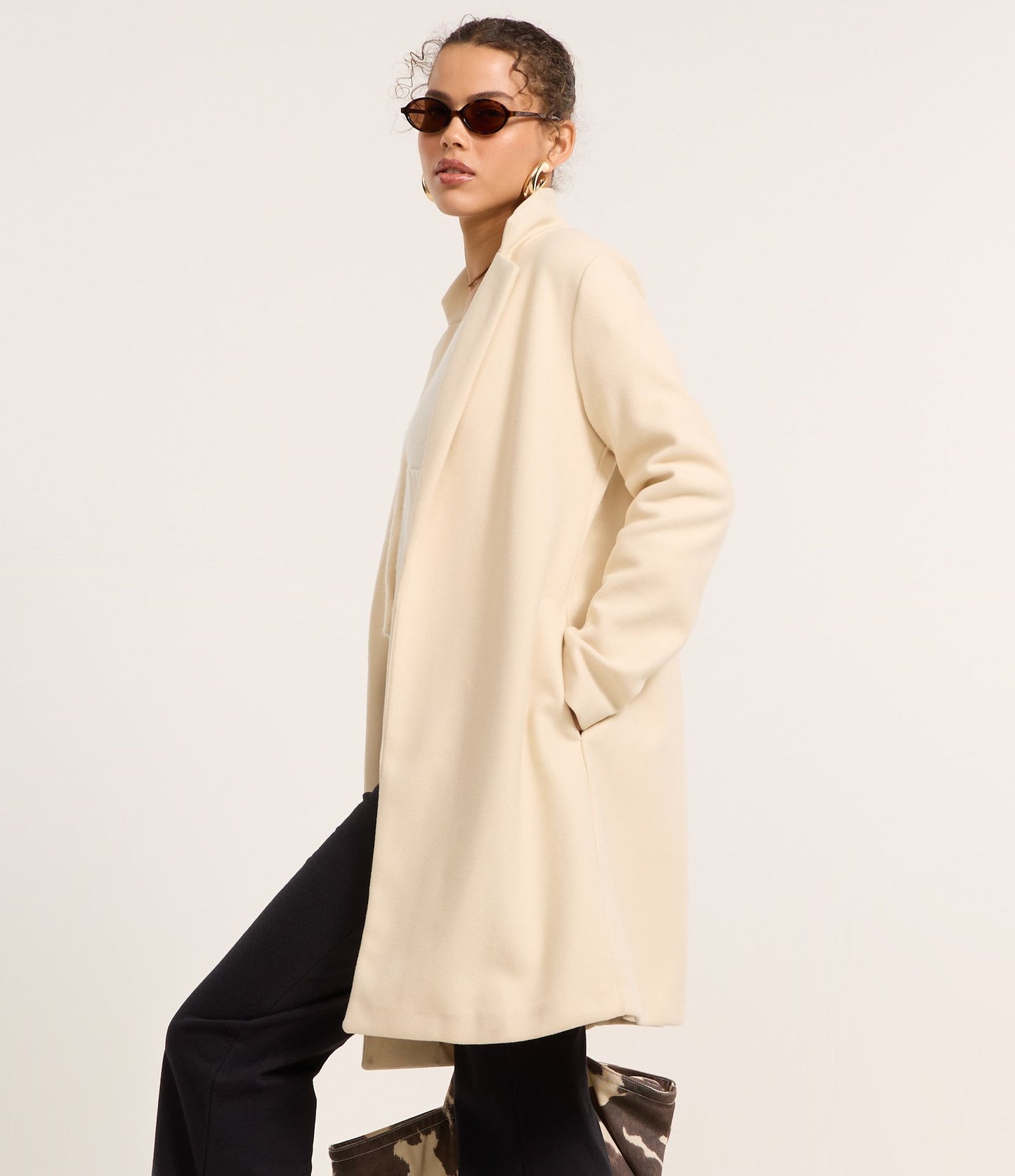 Abrigo Largo Beige Polivelour Abierto