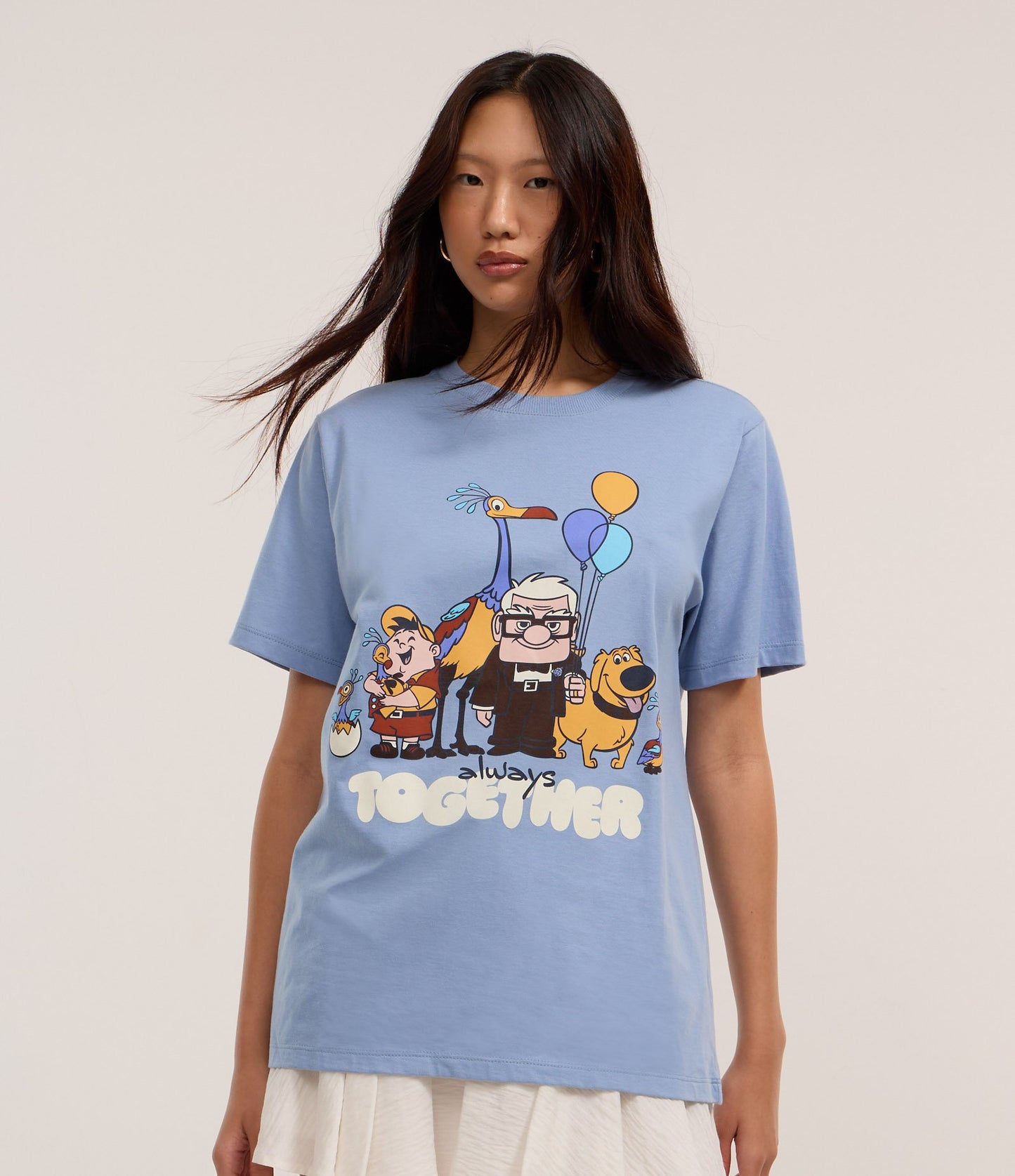 Blue Cotton T-Shirt with "Up" Adventure Print
