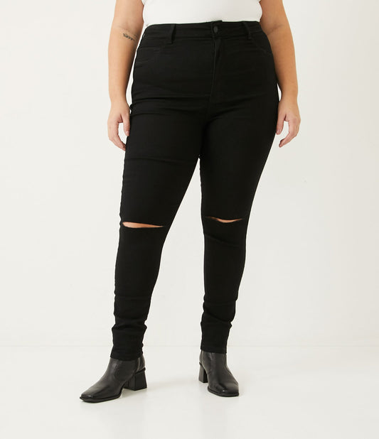 Calça jeans skinny rasgada Black Curve & Plus Size