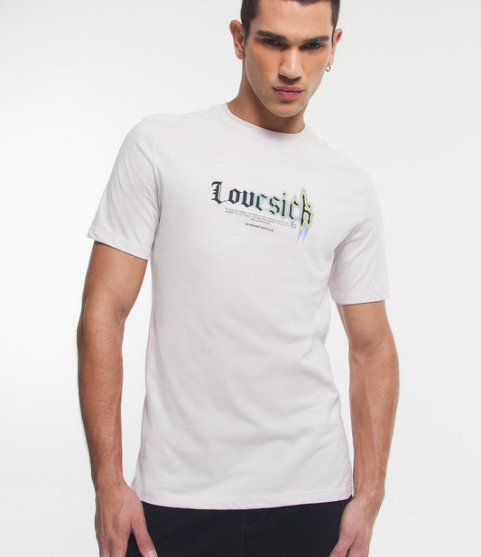 Camiseta Comfort de punto suave con letras "Lovesich" - Blanca