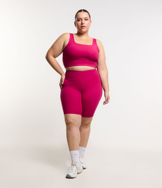 Culotte deportivo rojo curvo y talla grande con bolsillo interior