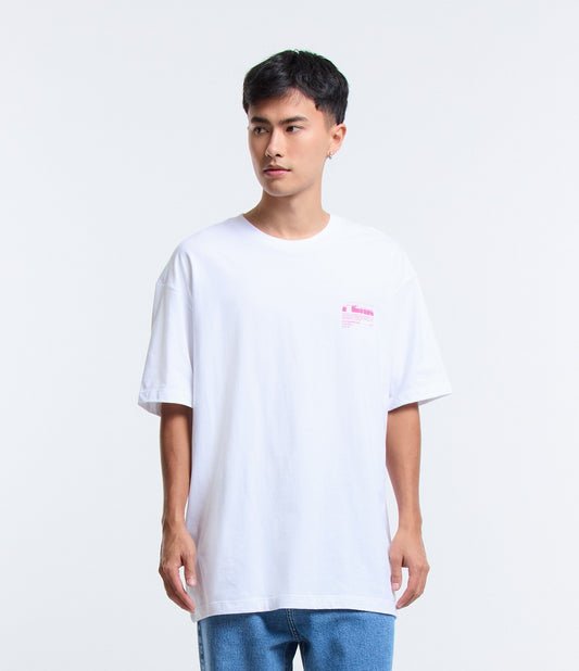 Camiseta relaxada de algodão com estampa Cosmic Fear em branco