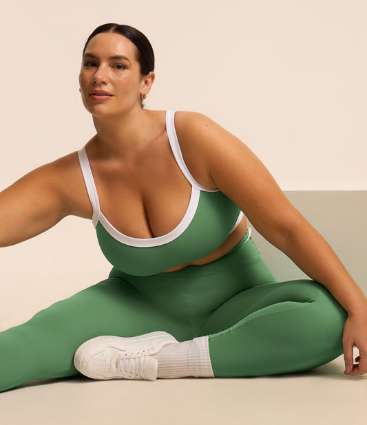 Leggings verdi in poliammide con tecnologia Dry Curve, taglie forti