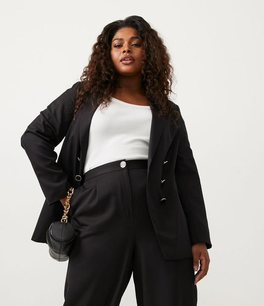 Blazer lungo sartoriale in Curve e taglie forti nero