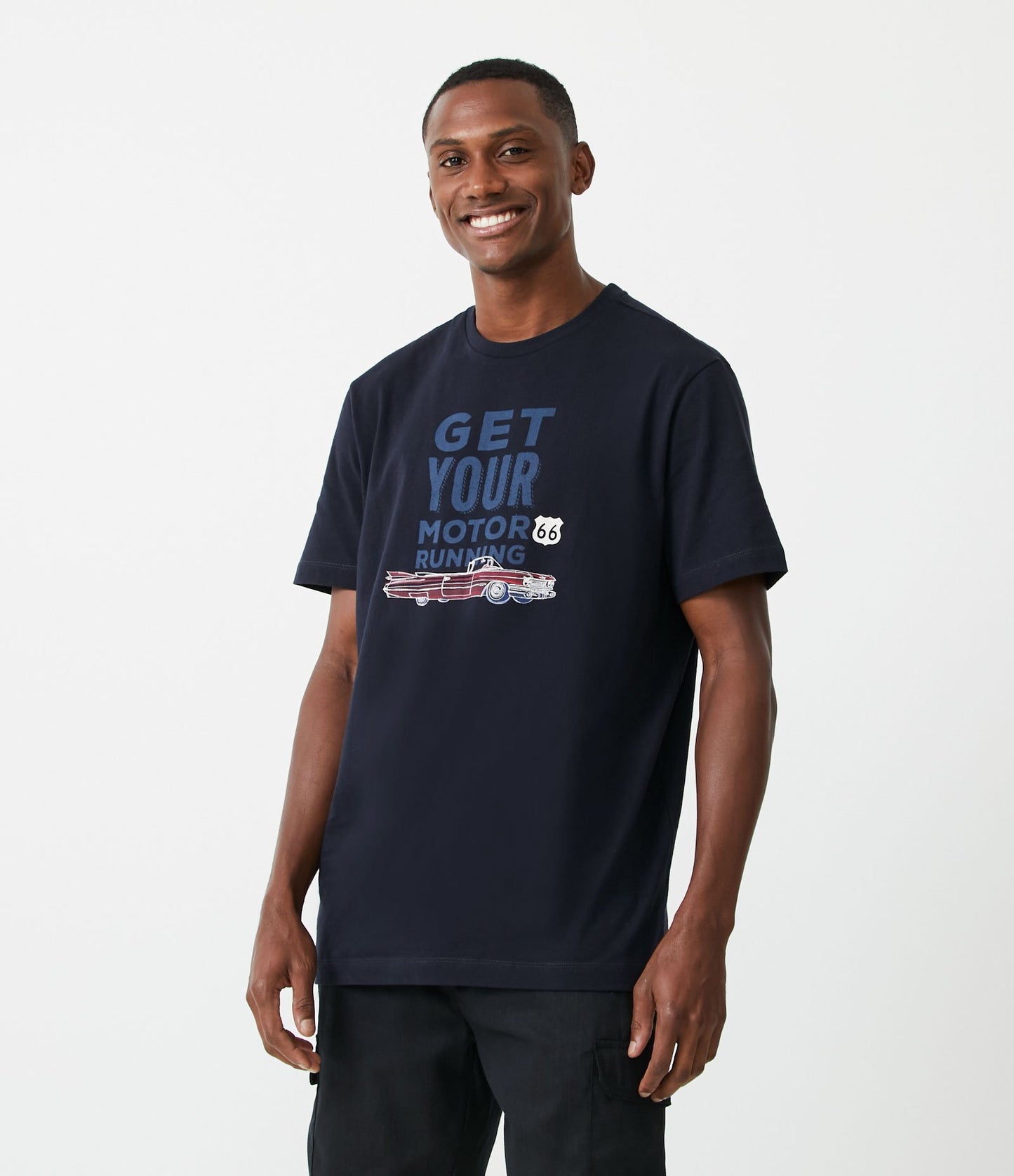 Comfort Cotton T-Shirt with Blue Motor Running Print