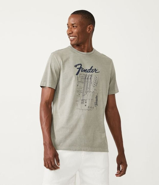 Camiseta Comfort Cotton com estampa de desenho do Fender verde