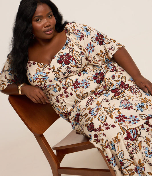 Vestido midi em viscose com estampa floral, Curve & Plus Size, Multicolor
