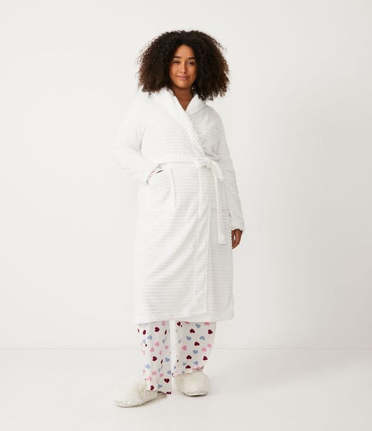 Robe de lã texturizado longo branco, tamanho Curve e Plus