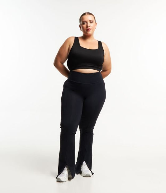 Pantalón de deporte negro de poliamida con tirantes delanteros - Curvas y tallas grandes