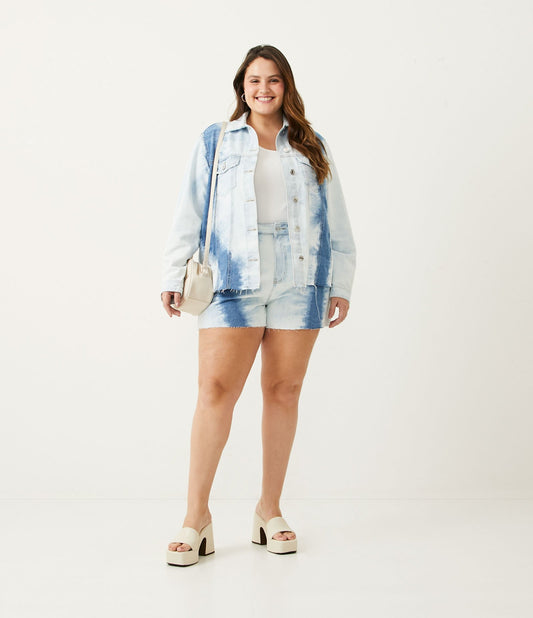 Jeans corti mamma Plus Size Curve Tie Dye Print in blu