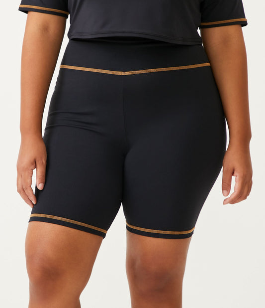 Pantaloncini sportivi neri Curve e taglie forti in poliammide con dettaglio a contrasto