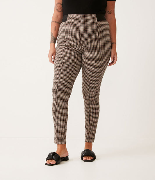 Leggings con stampa a quadri in marrone - Curve e taglie forti