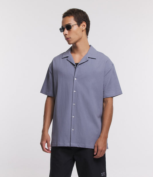 Camisa Tricoline cinza texturizada relaxada