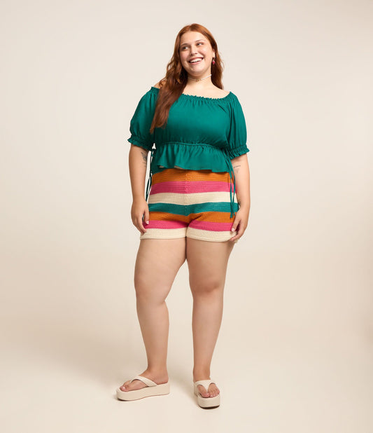 Maglia a righe effetto uncinetto Curve & Plus Size Multicolor
