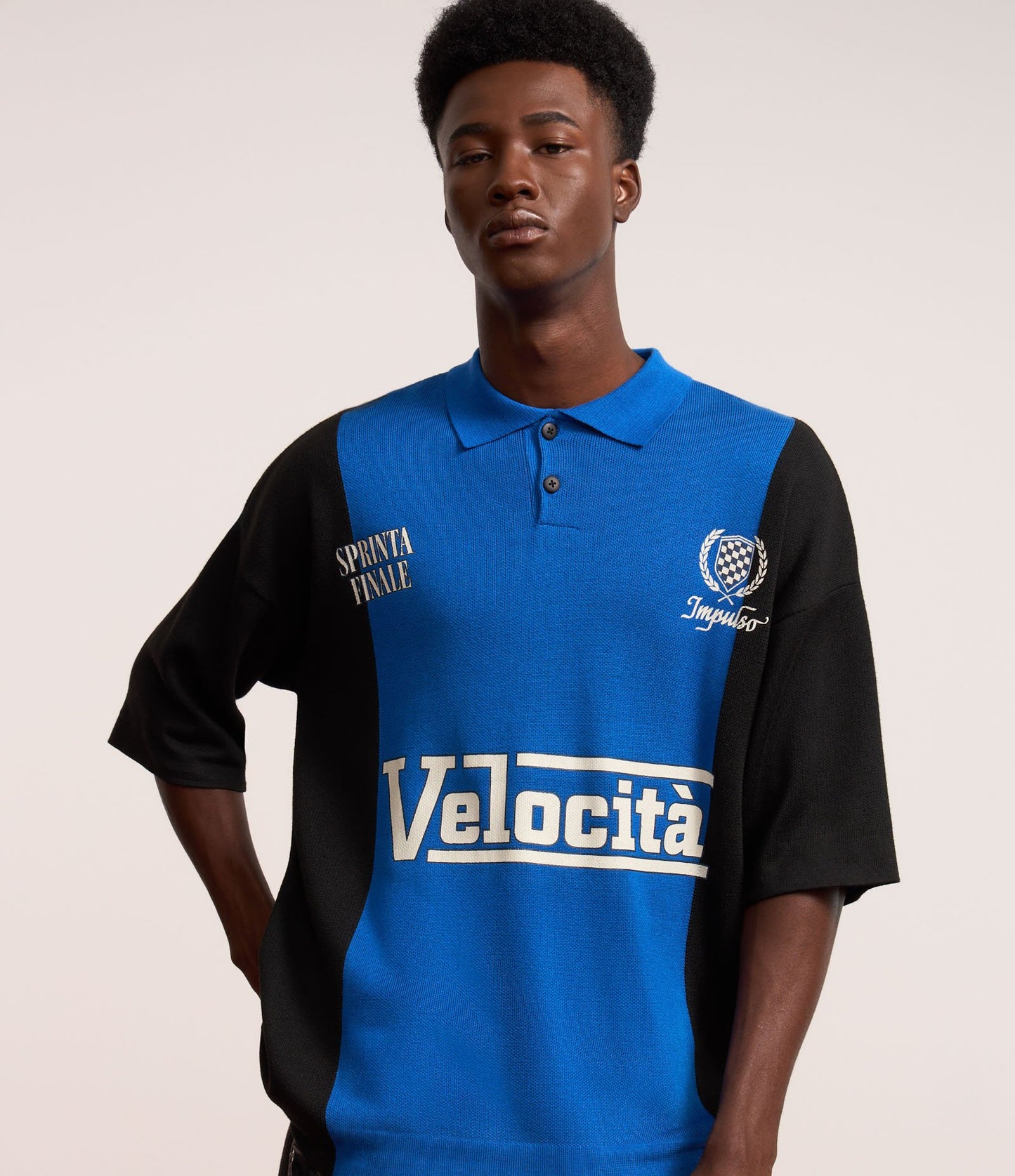 Camiseta deportiva de punto con estampado Velocity azul