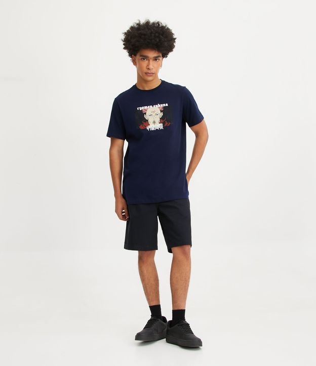 Bermuda Slim Fit in Twill con tasche - Nero