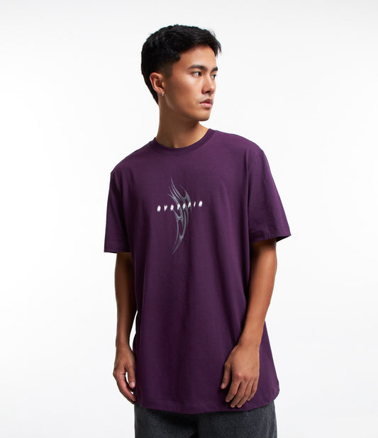 Camiseta de algodão Comfort Purple Dystopia Print