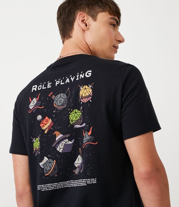 Regular Fit T-Shirt in Black Jersey Knit with RPG Class Print